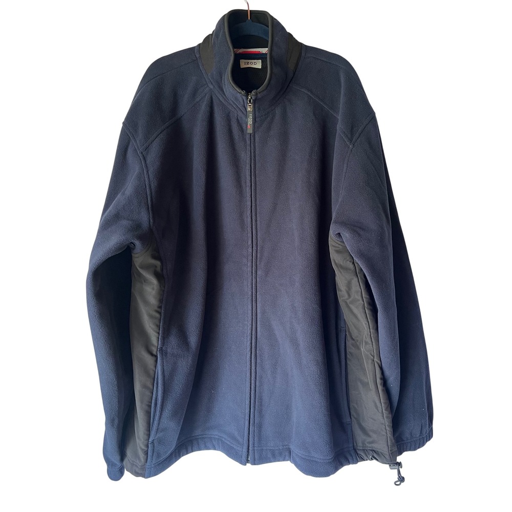 IZOD Perform-X Micro Tech Fleece Jacket‎ Mens XXL Navy Blue Full Zip Mock Neck
